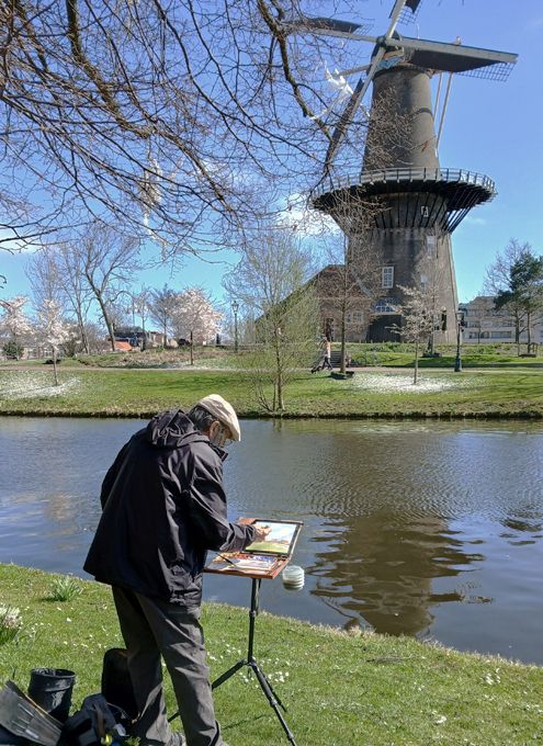 Paintng the De Valk Windmill in Leiden.