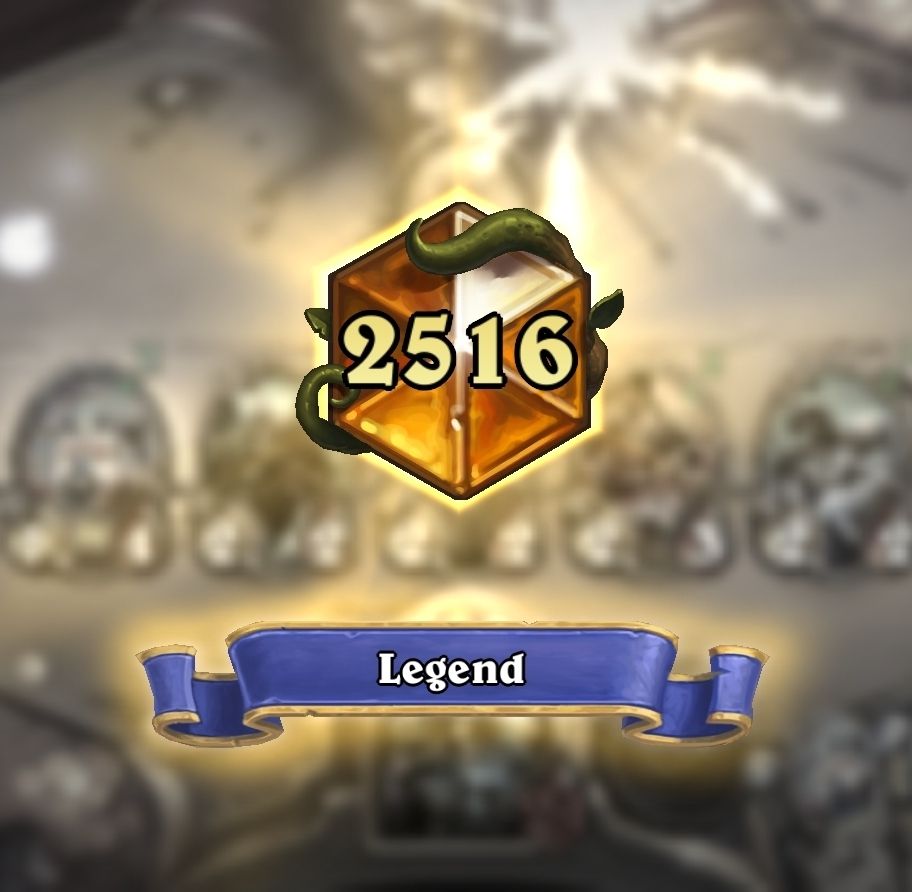 screenshot from Hearthstone, it shows I have reached the Legend Rank in Wild, I am ranked 2516th in the EU server for now