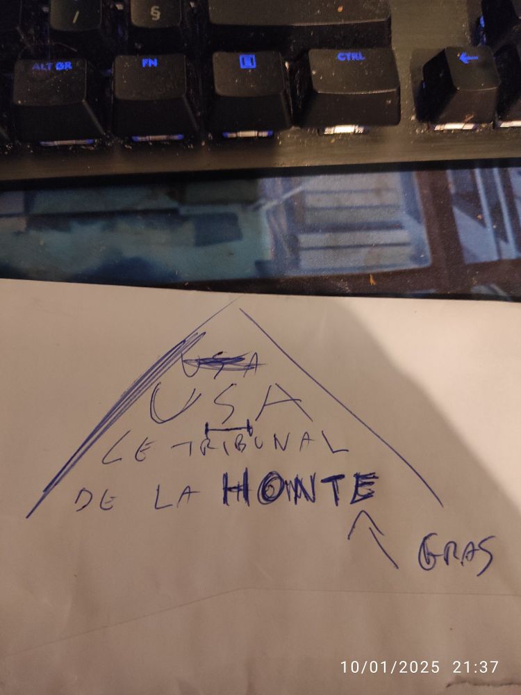 Logo d'une émission pour podrennes. Usa le tribunal de la honte 