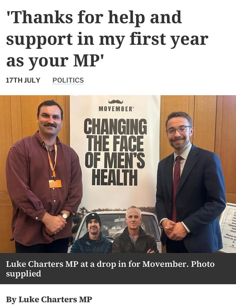 A photo of the online version of Luke Charters MPs monthly column with the York Press
