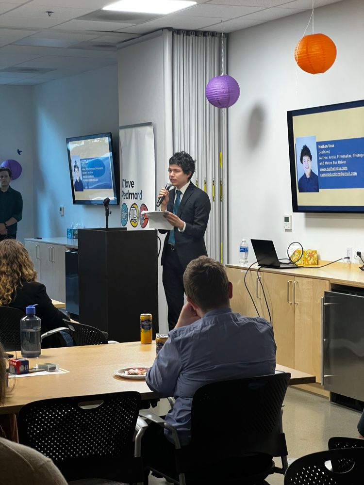 Nathan Vass presenting at Move Redmond Annual Member meeting 