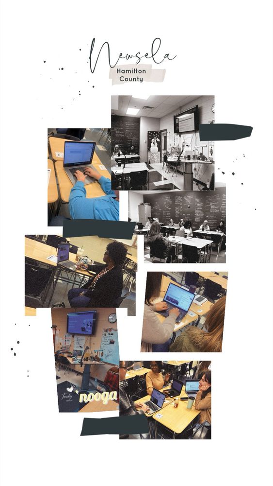 Collage of pictures taken during a friEdTech Newsela training