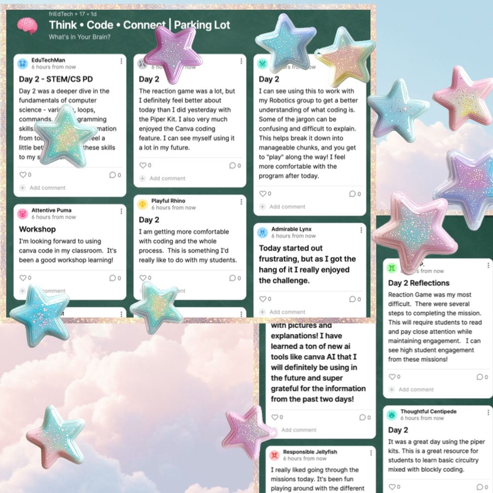 Padlet board with day 2 reflections 