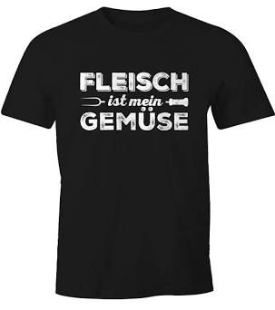 Schwarzes t-shirt mit Print "Fleisch ist mein Gemüse"