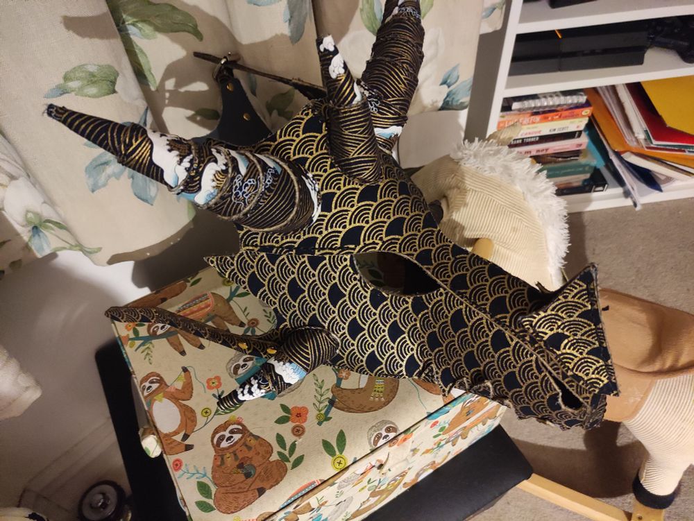 Gold and black cotton full face dragon mask