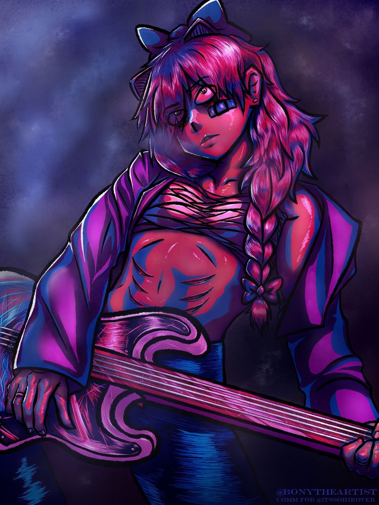 Bassist Shark V-Tuber under different stage lights at once