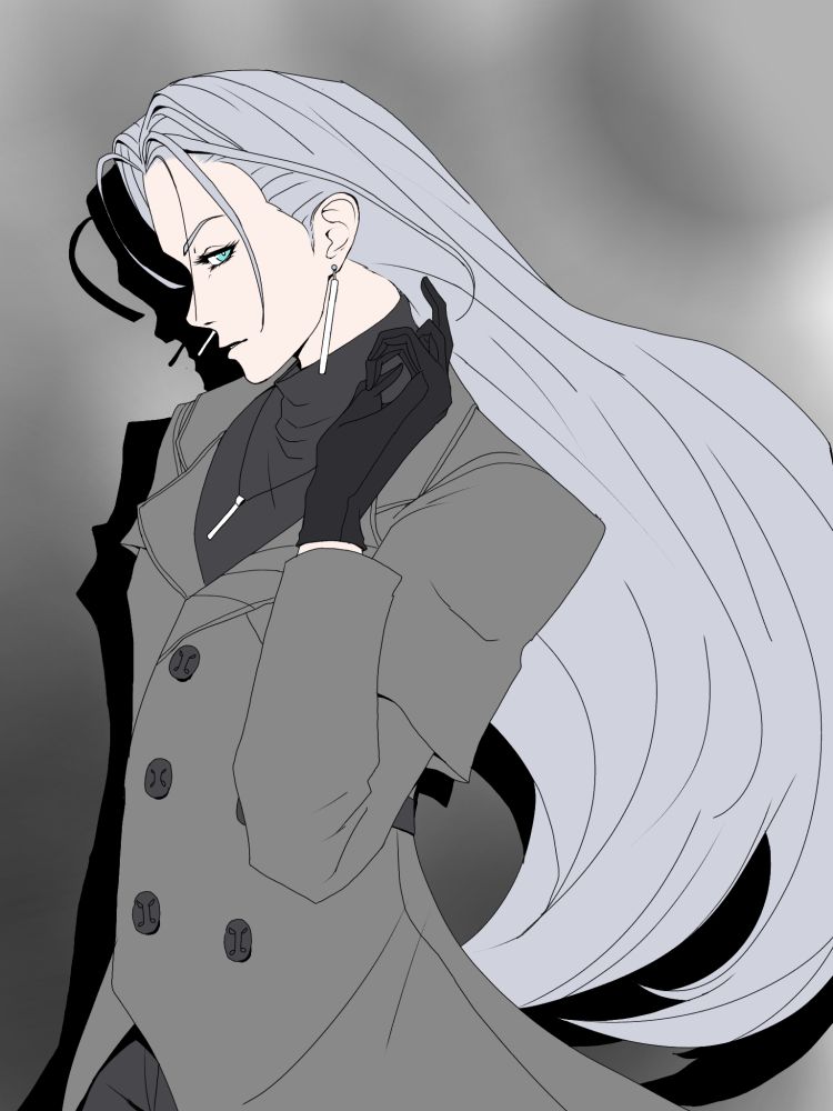 Sephiroth from Final Fantasy VII in one of his new modern outfits from Dissidia Duellum: Final Fantasy, an upcoming mobile game from Square Enix.