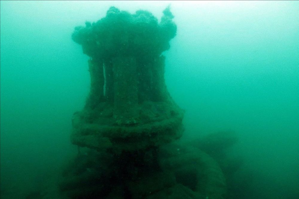 Capstan on the stern of the wreck. Image Bournemouth University