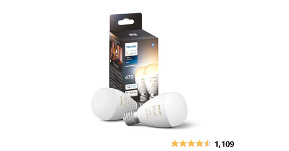 フィリップスヒュー(Philips Hue) Philips Hue スマート電球 E17 40W ホワイトグラデーション 2個 セット - フィリップスヒュー LEDライト スマートライト アレクサ対応 照明 470lm 電球色 昼白色 調光 調色 スマートホーム 間接照明 音声操作 アプリ操作