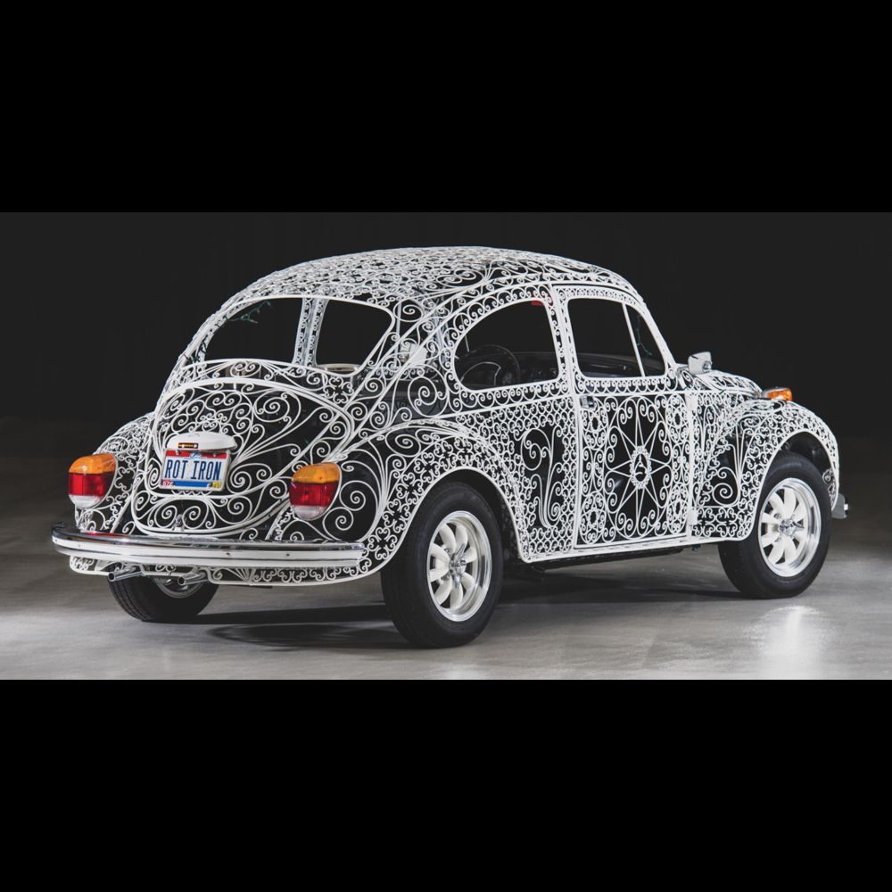 a wrought iron volkswagen by rafael esparza-prieto celebrates the iconic beetle