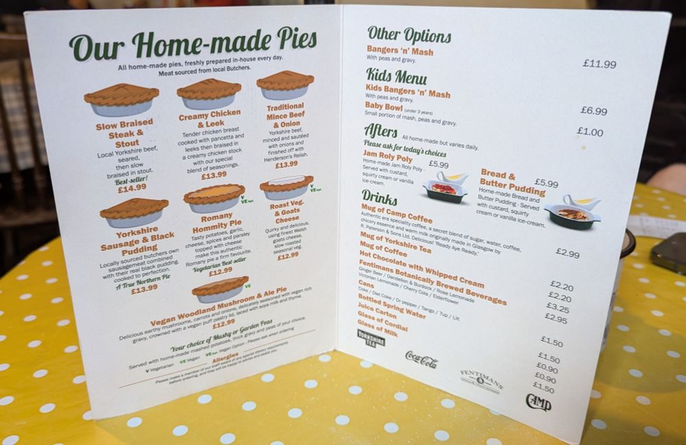 Humble Pies menu includes 3 vegan options 