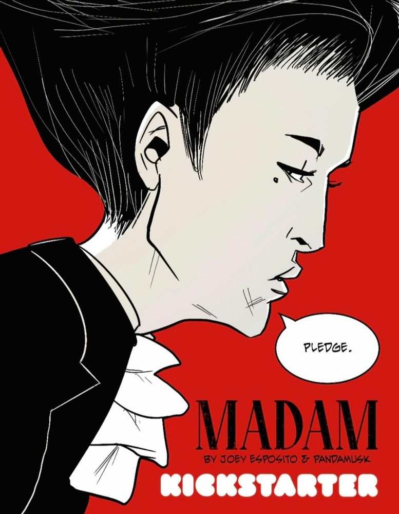 woman side eyeing the viewer and saying Pledge. 