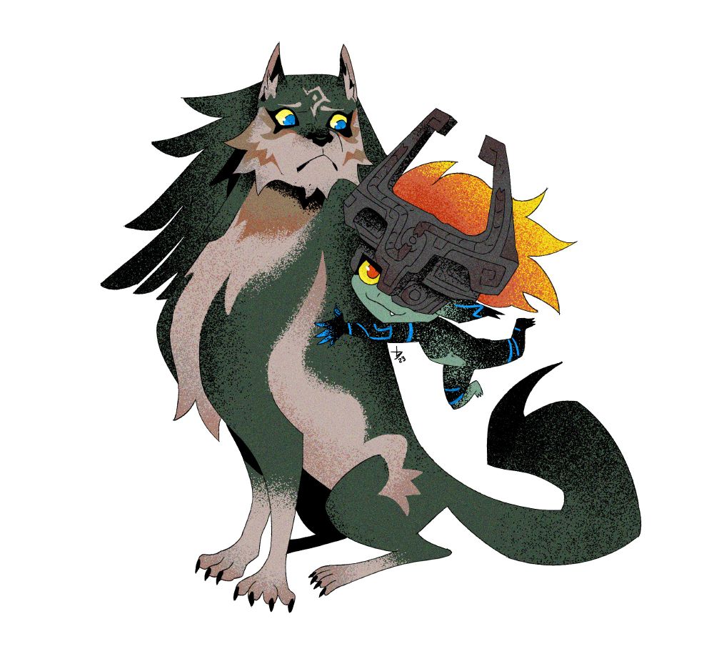 Drawing of Wolf Link and Midna from The Legend of Zelda: Twilight Princess