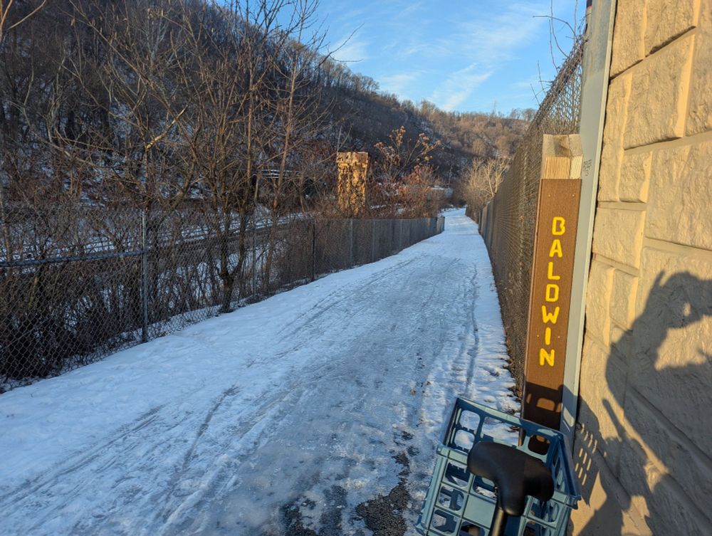 a bike trail covered in ice, completely fucking my nice ride into work