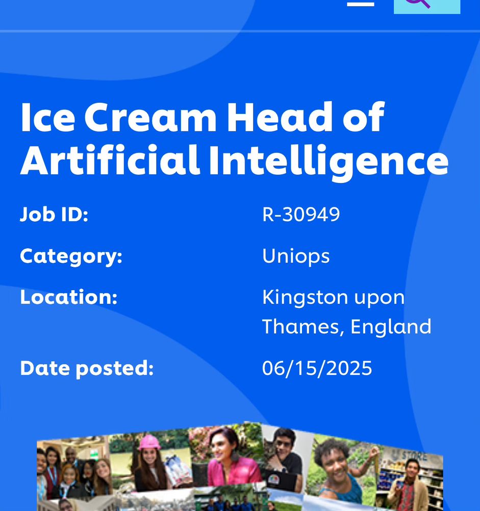 Screenshot of job posting by Unilever for “Ice Cream Head of Artificial Intelligence”