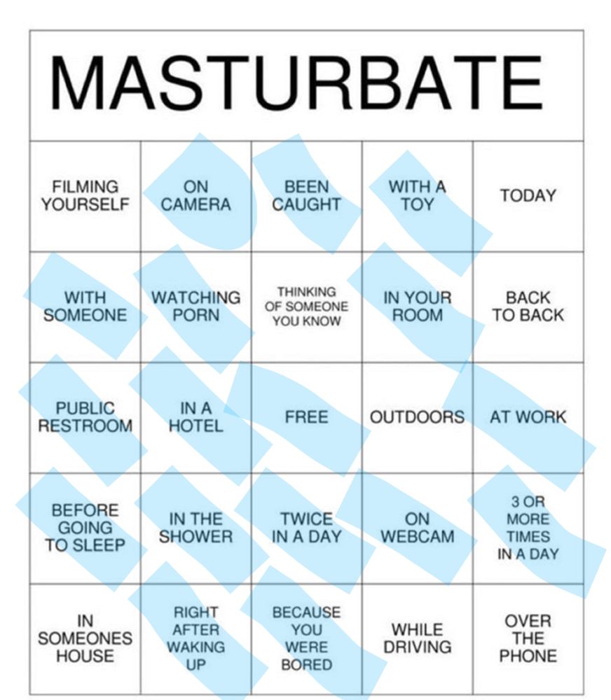 Bingo card of various times or places one has bated