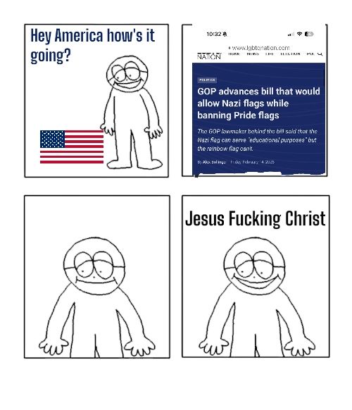 Comic depicting the Republicans wanting swastikas in the classroom