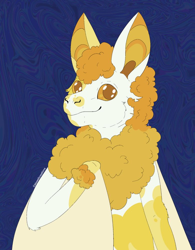Flat colored half body artwork of a bat.