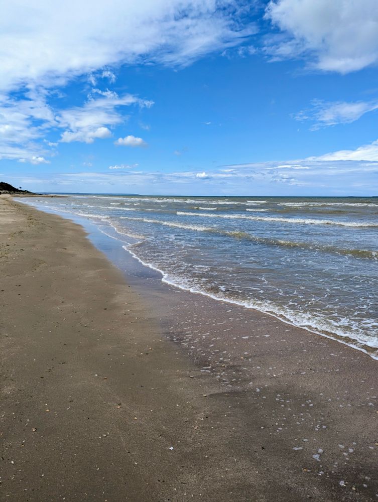 Waves rolling onto the shore at Utah Beach.