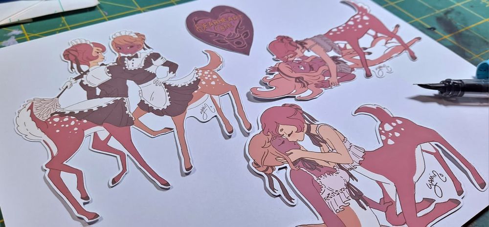 Cute cervitaur (deer centaur) maids, drawn by Yamino!