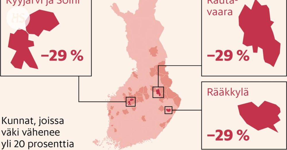 Väestönkehitys | Ennuste: Suuri osa Suomesta menettää rajusti asukkaita – katso oman kuntasi tilanne