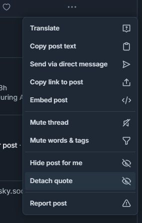 Showing the "detach quote" option in the settings for any post that quotes your original post.