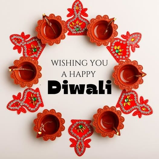 Colour image of diyas and decorations