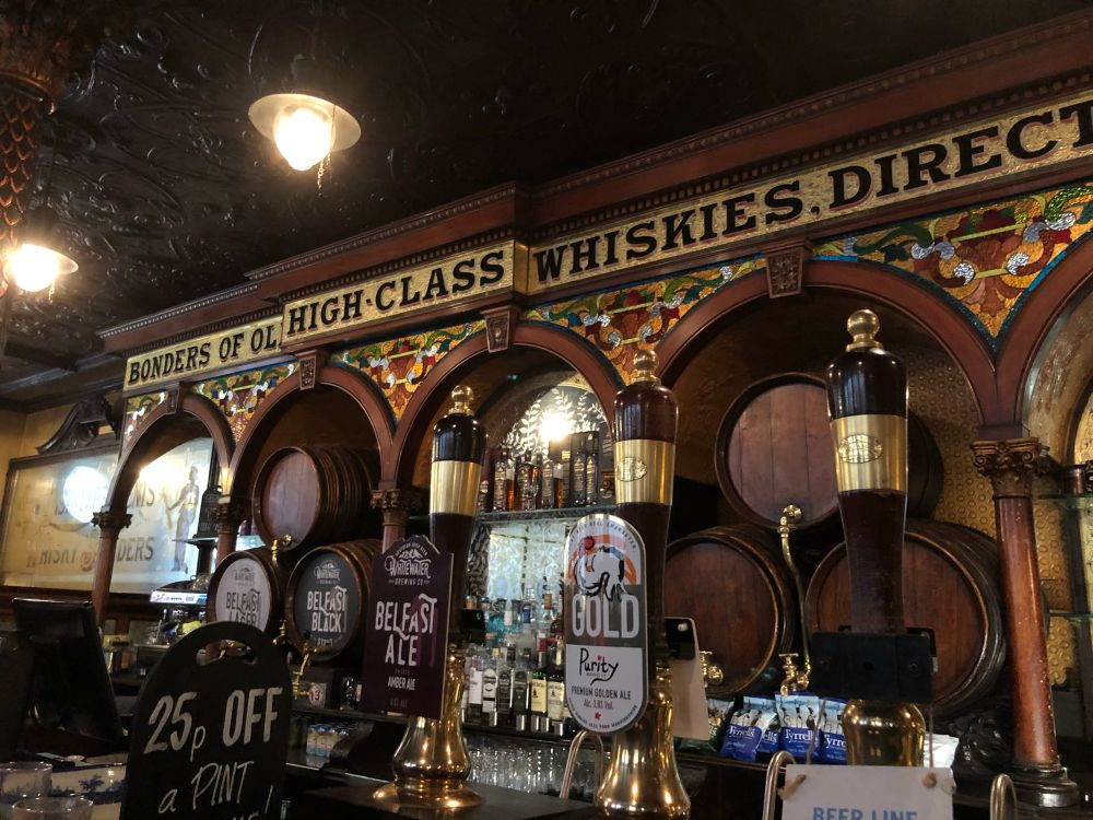 The bar at The Crown in Belfast