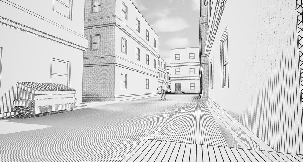 A technical art test to try out doing a post process material of cross hatching