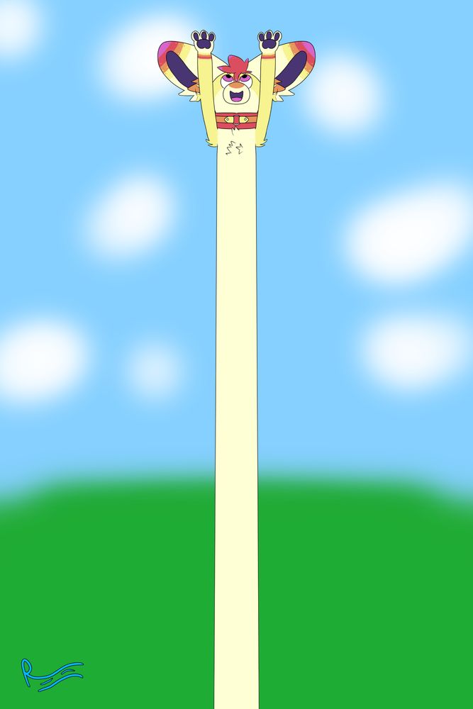 a very long amphimorpho stretching up to the sky