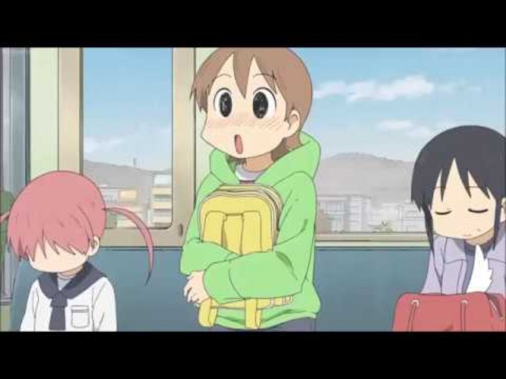 Nichijou: Yuuko embarrasses herself on the train