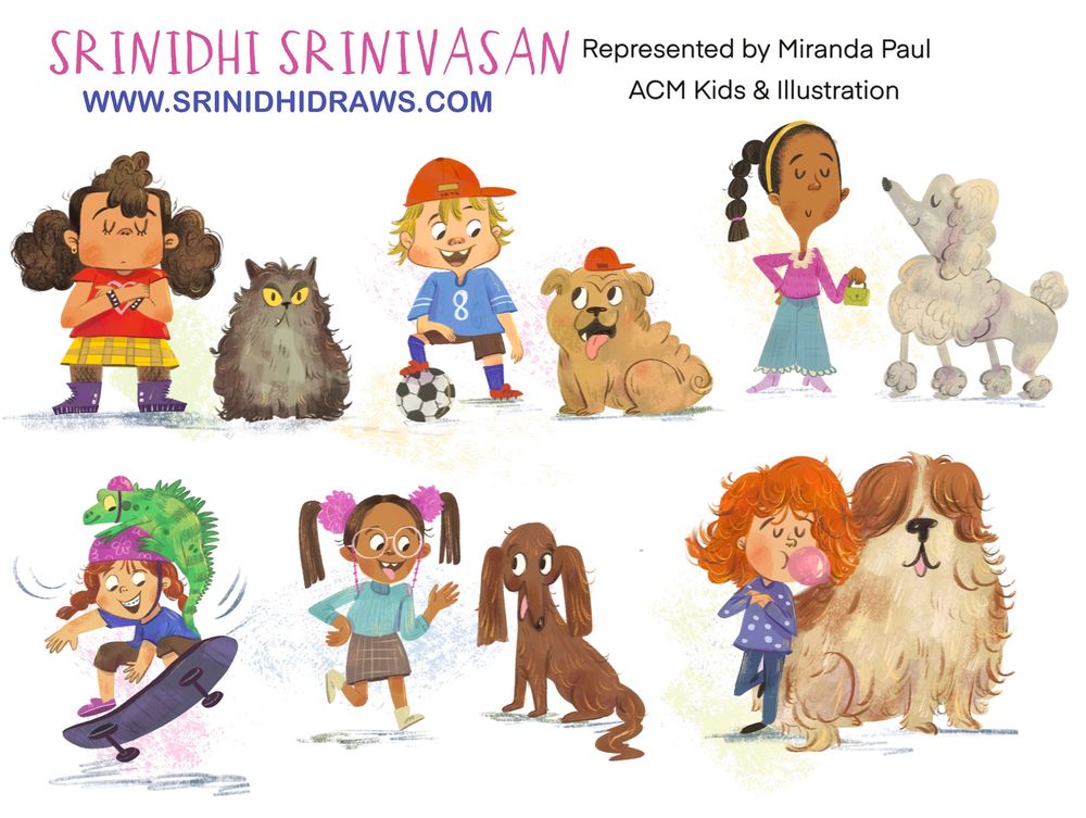 Kidlit illustration of pets and their besties