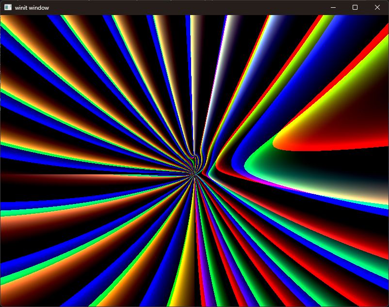 A colorful abstract tunnel rendered in a Windows 11 window