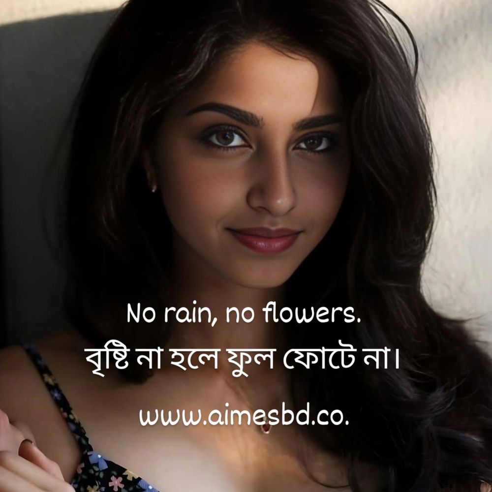 No rain, no flowers. — বৃষ্টি না হলে ফুল ফোটে না।