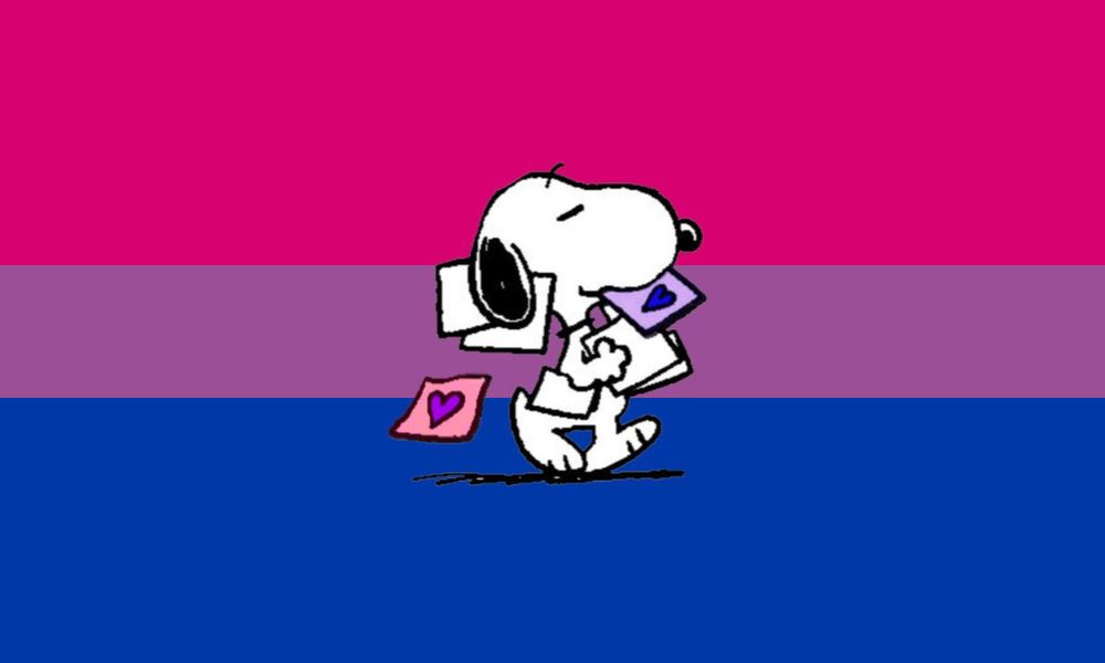Bisexual flag with Snoopy from Charlie Brown