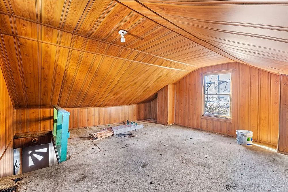 completely wood-paneled attic