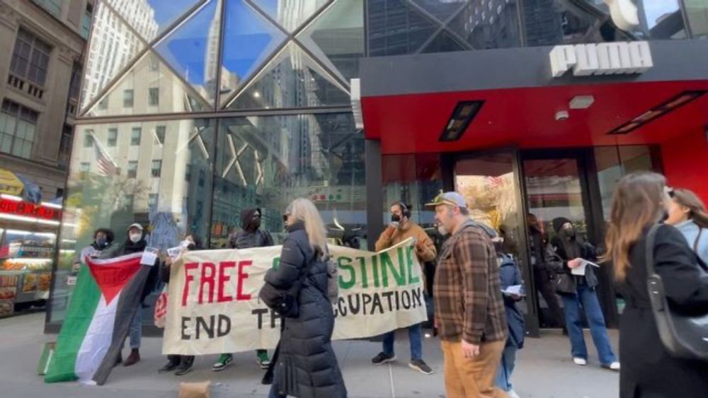 Talia Jane on Instagram: "11.24.23 • Activists disrupt @puma’s flagship store on 5th Avenue in M...