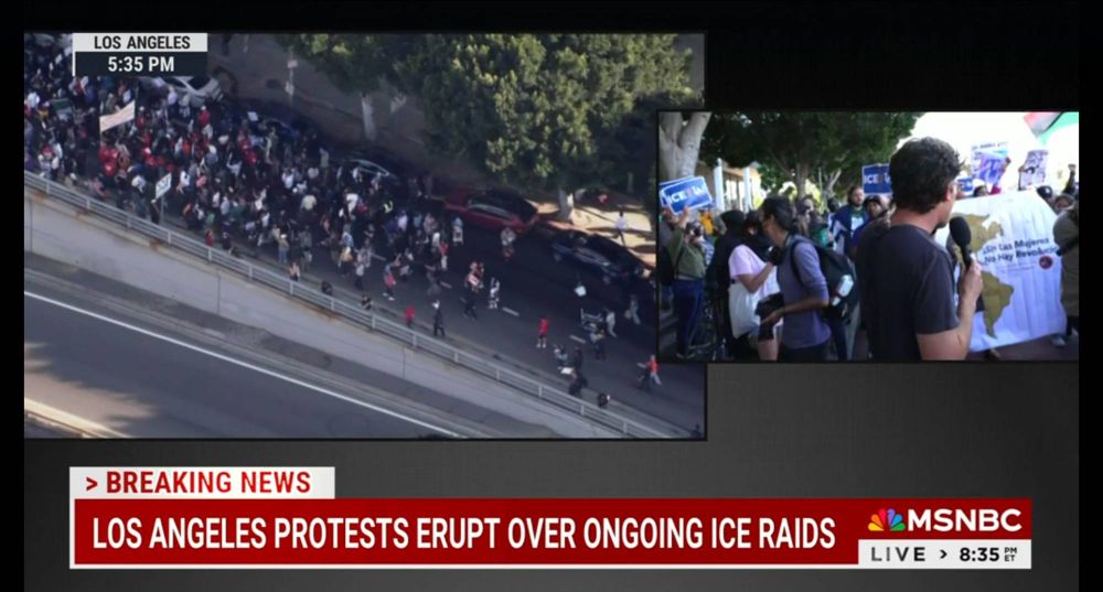 Huge demonstrations in Los Angeles against ICE raids.