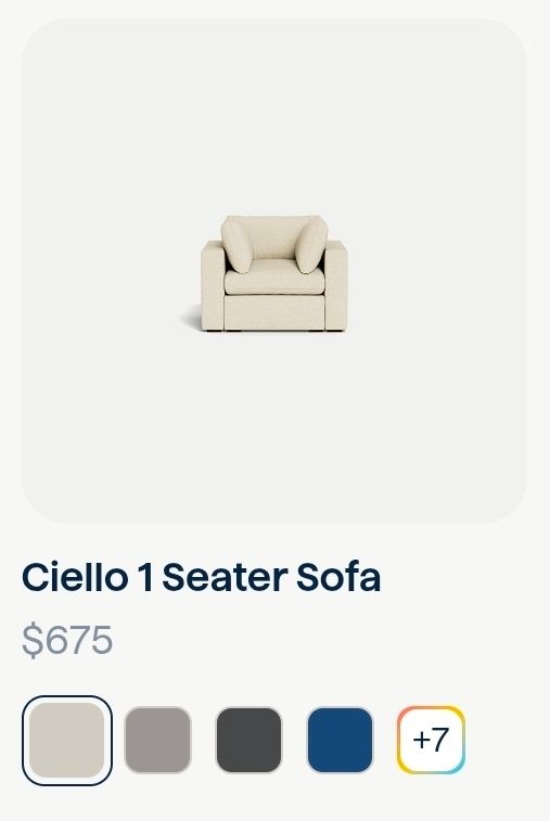 Screenshot of a chair being sold as a 1 Seater sofa 