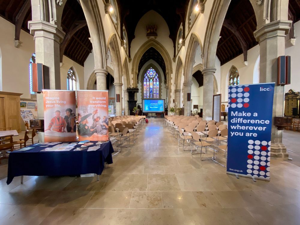 Newport Minster. Set up for LICC vision event.