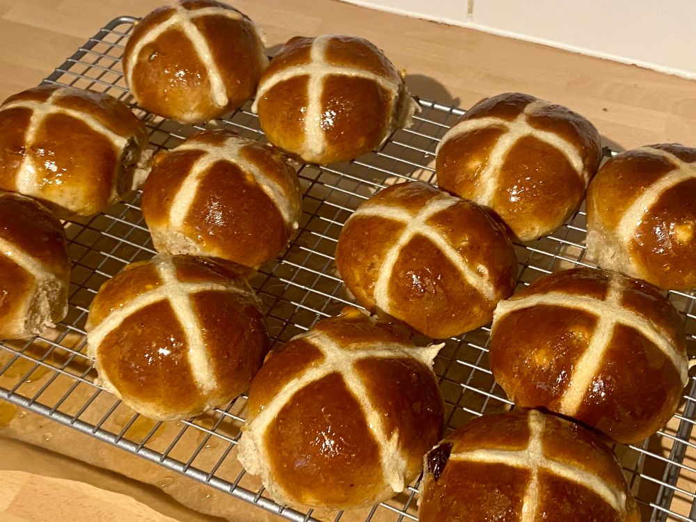 Hot Cross Buns after baking.