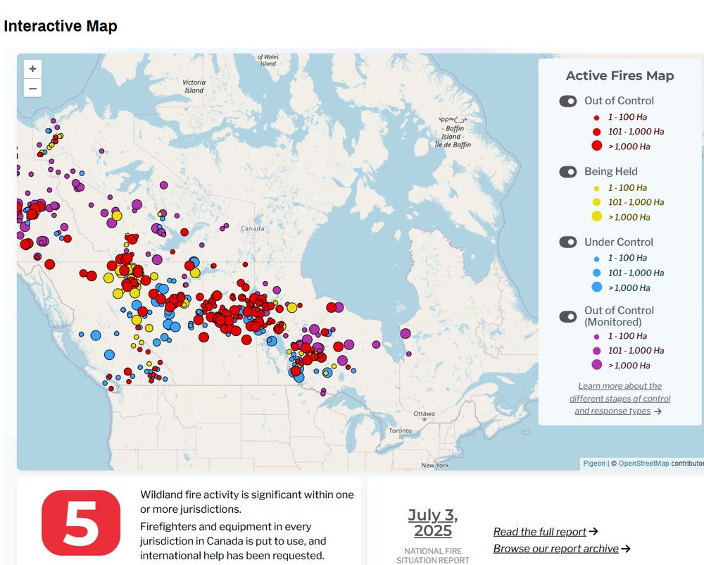 map of canada showing active wildfires  link
https://ciffc.ca/