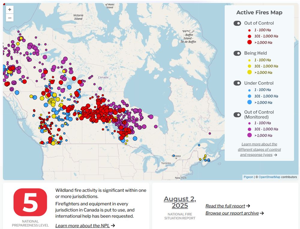 Map of Canada showing location and status of wildfires
https://www.ciffc.ca/