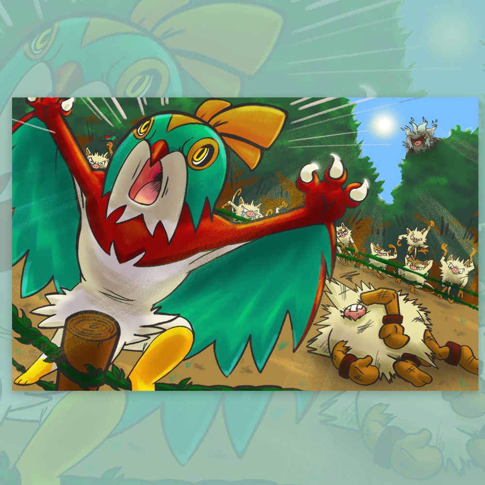 Custom card for the pokemon hawlucha featuring an art made by me