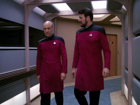 Picard and Riker rocking their dress uniforms. There is a skant for every occasion