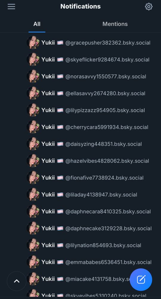 Expanded version of my notifications showing the accounts with the same pfp