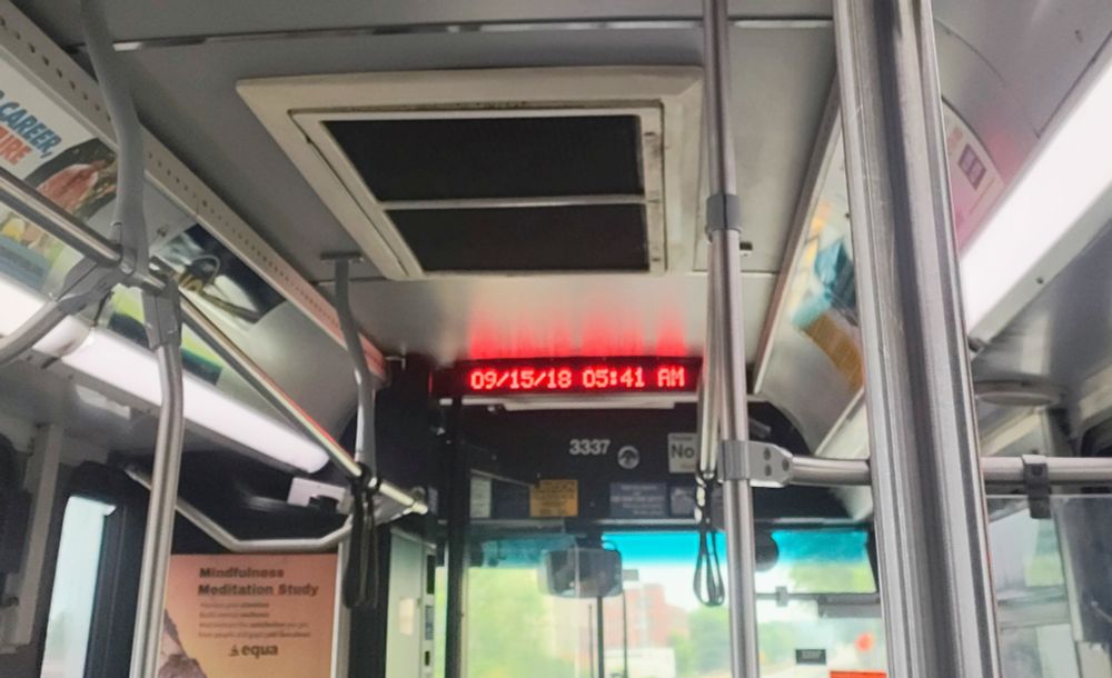 A picture of the LED sign at the front of the boss displaying the date 09/15/18