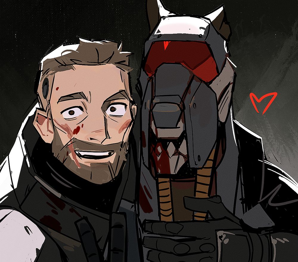 warhammer 40k adeptus arbites oc with his cyber mastiff dog pal