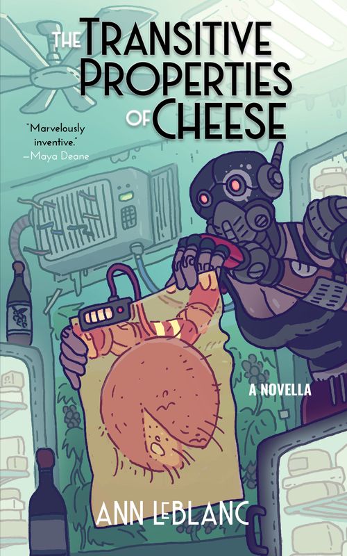 the cover for the transitive properties of cheese by ann leblanc

it's a cyborg lady holding some cyber cheese 

yes the cheese is cybernetically enhanced 

https://www.neonhemlock.com/books/the-transitive-properties-of-cheese