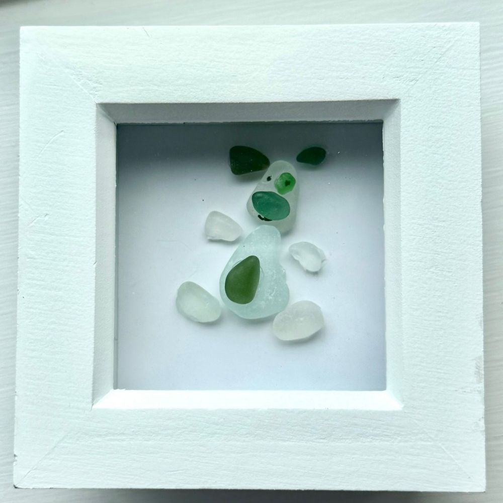 Framed seaglass puppy